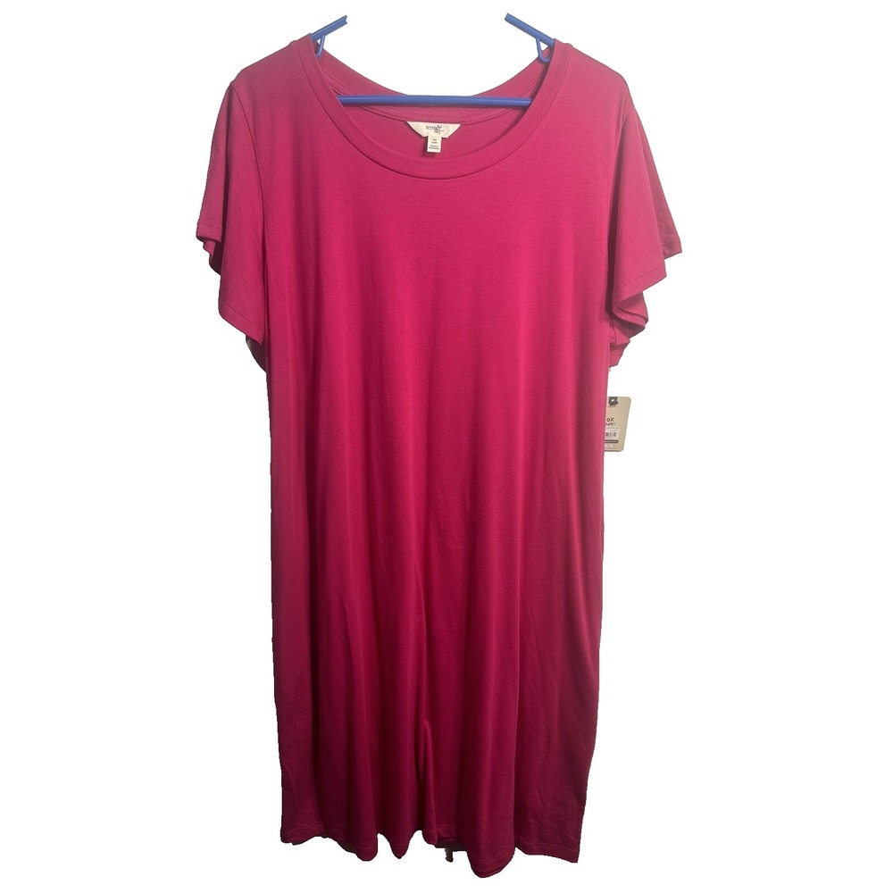 terra & sky womens pink short sleeve‎ tee shirt dress plus size 0X 14w pockets